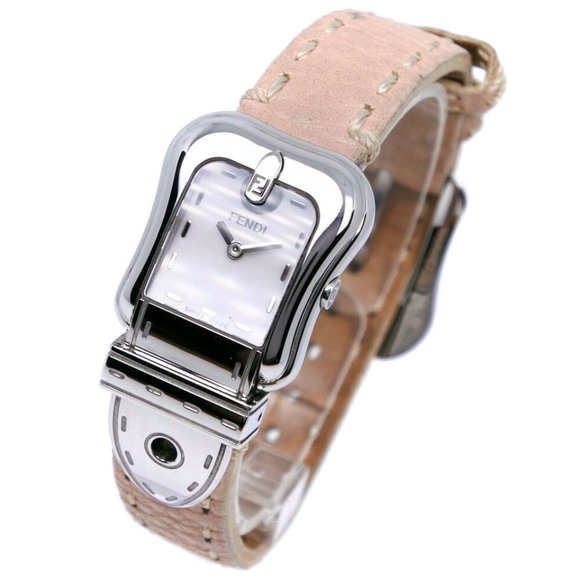 FENDI Beefendi Watches 3800L pink/Silver Stainless Steel/leather Quartz